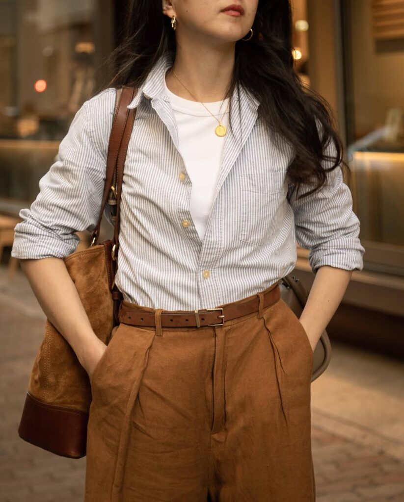 Chambray Shirt Dress with Tan Sandals