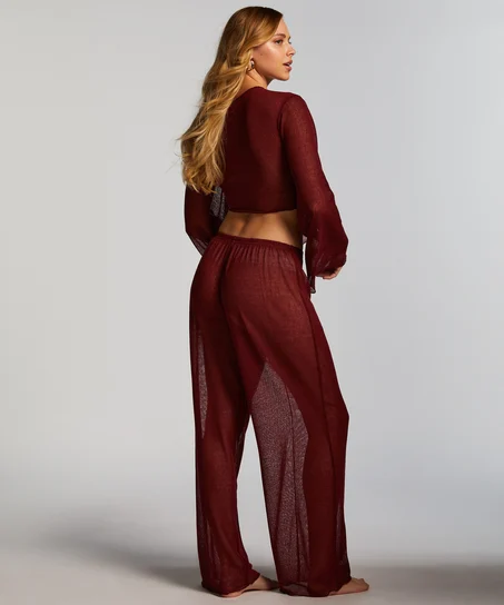 Beachy palazzo pants with bikini top & kimono
