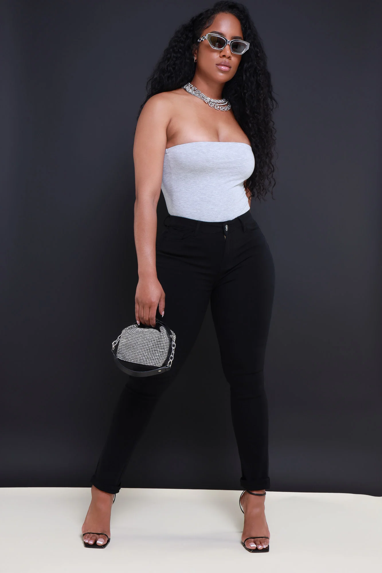 Strapless Bodysuit + Jeans