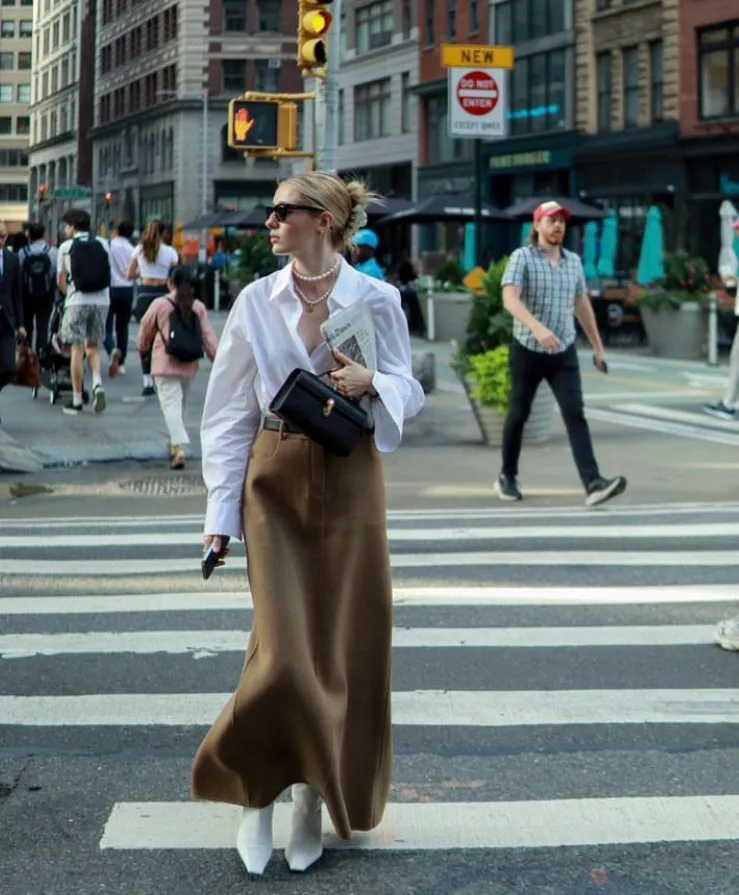 Button-Up Blouse with Midi Skirt