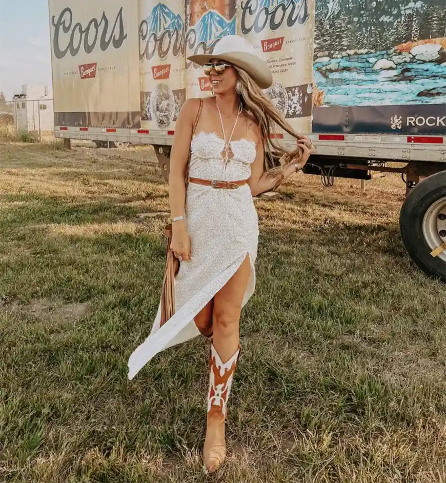Flowy Sundress with Cowgirl Boots