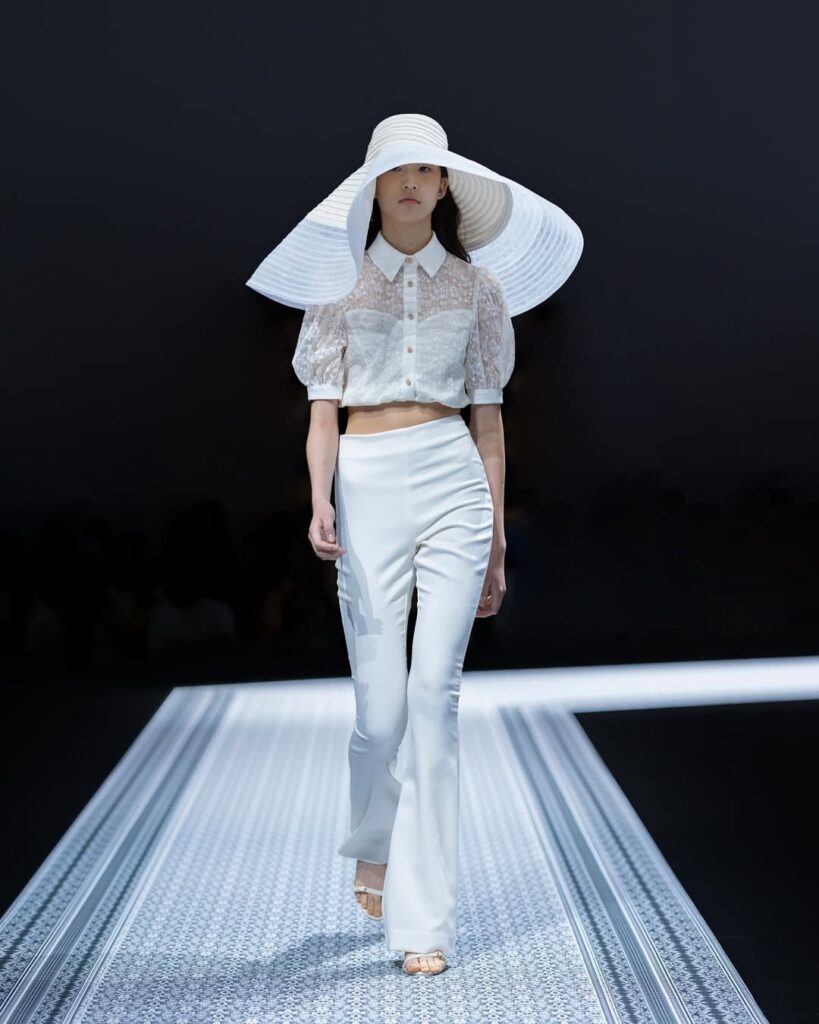 Puff Sleeve Top with High-Waisted Trousers