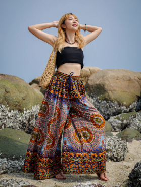 Boho palazzo pants with fringe tank

