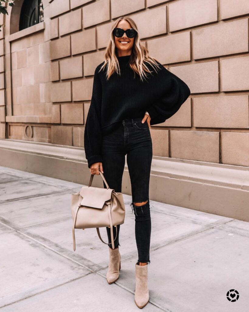 Skinny Jeans with an Oversized Sweater
