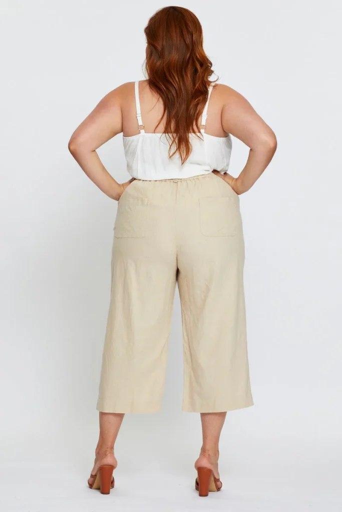 Denim Bustier Top + High Waisted Linen Trousers