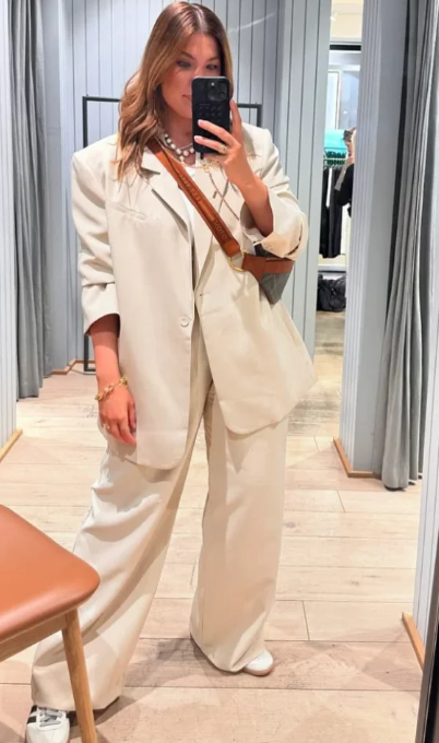 Beige Pants and Oversized Blazer
