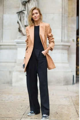 Beige Trousers + Black Oversized Blazer