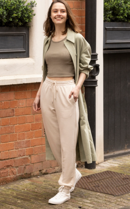 Beige Joggers with Cropped Tee