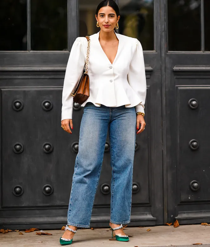 Peplum Top + Cropped Jeans