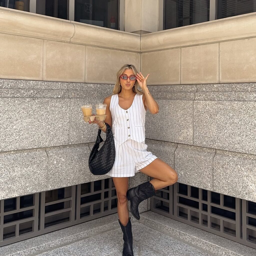 Co-ord Set & Black Cowboy Boots