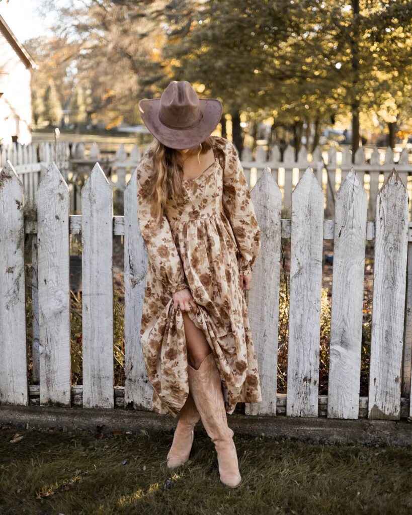 Cowboy Boots + Floral Dress