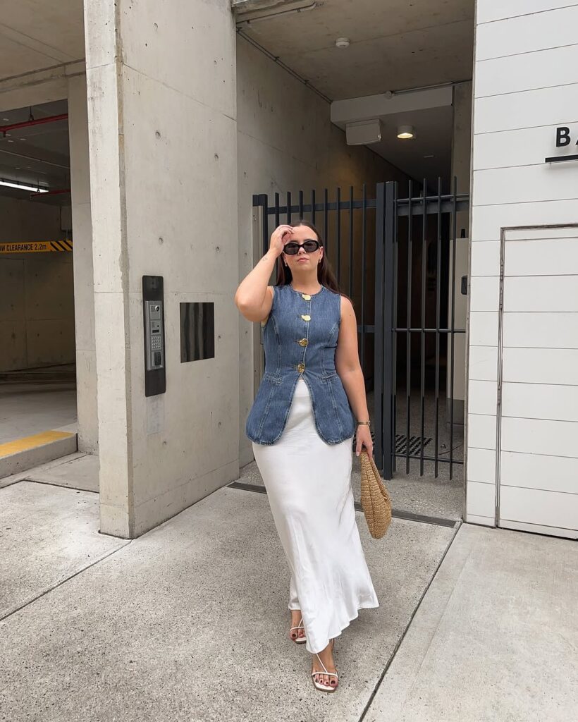 Maxi Skirt + Denim Vest