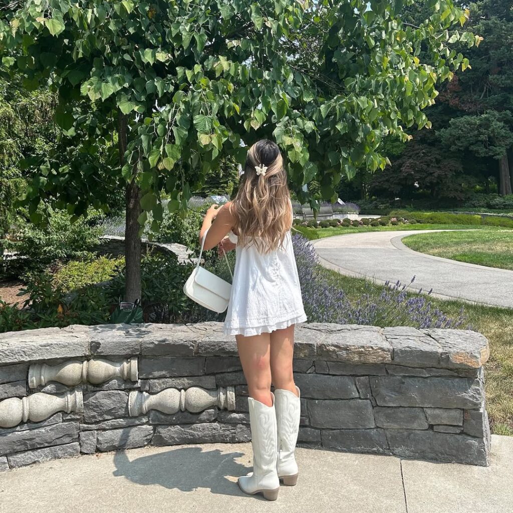 1. Oversized Sweater Dress + White Cowboy Boots