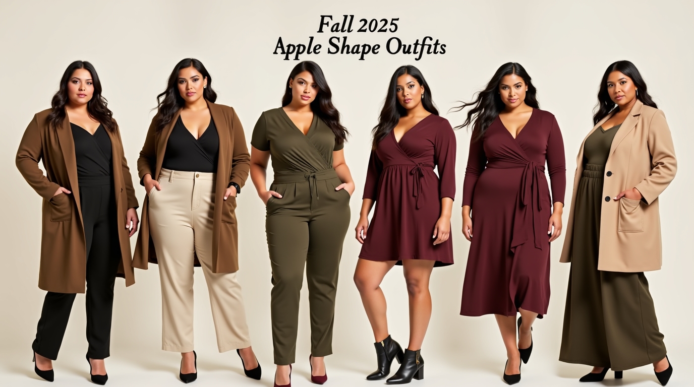 Plus size fall fashion wardrobe for 2025 apple shape outfits